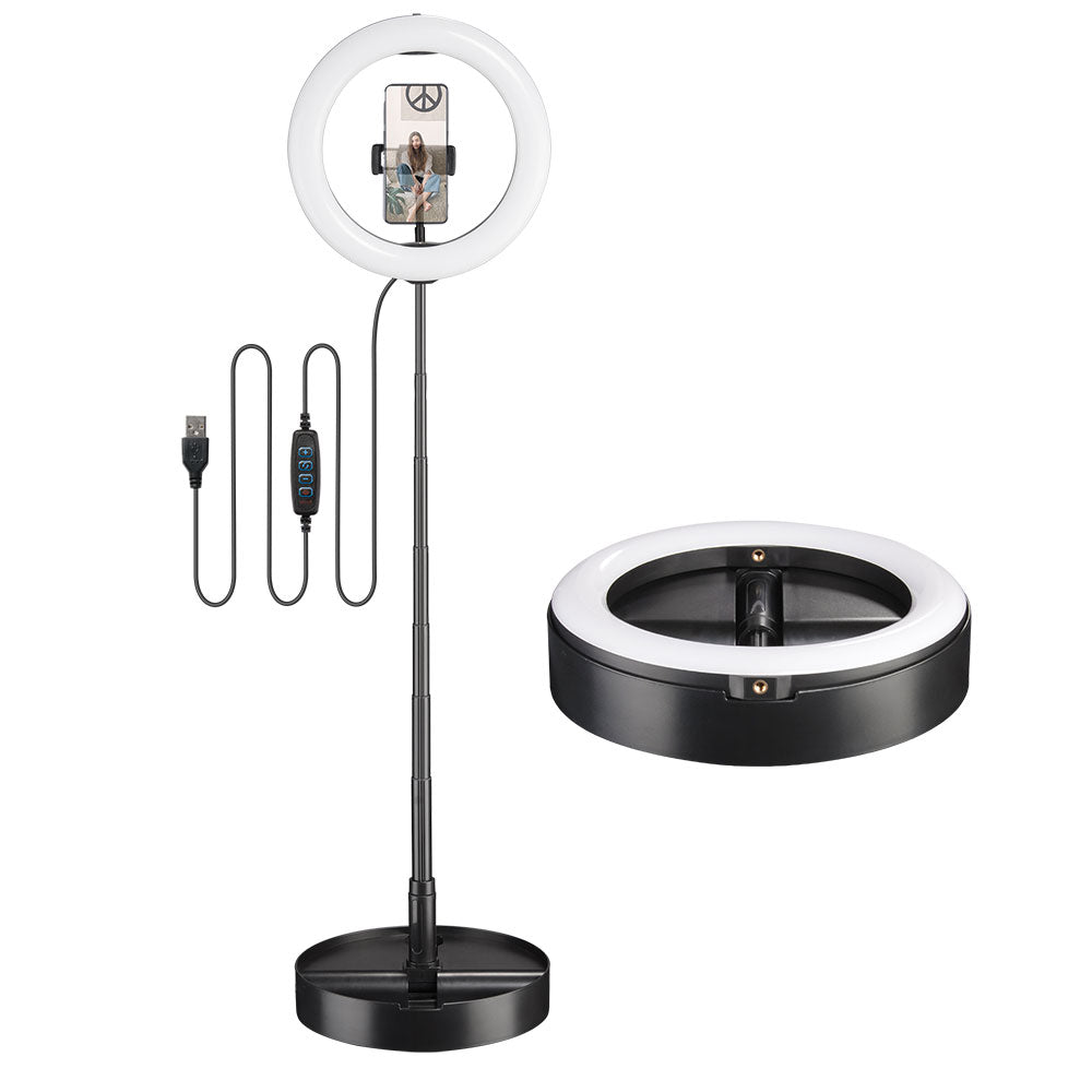 Yescom 10" Travel Ring Light Dimmable Selfie Light w/ Phone Holder Image