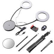 Yescom 7" Dual Ring Light Dimmable Selfie Mirror Phone Holder Remote Image