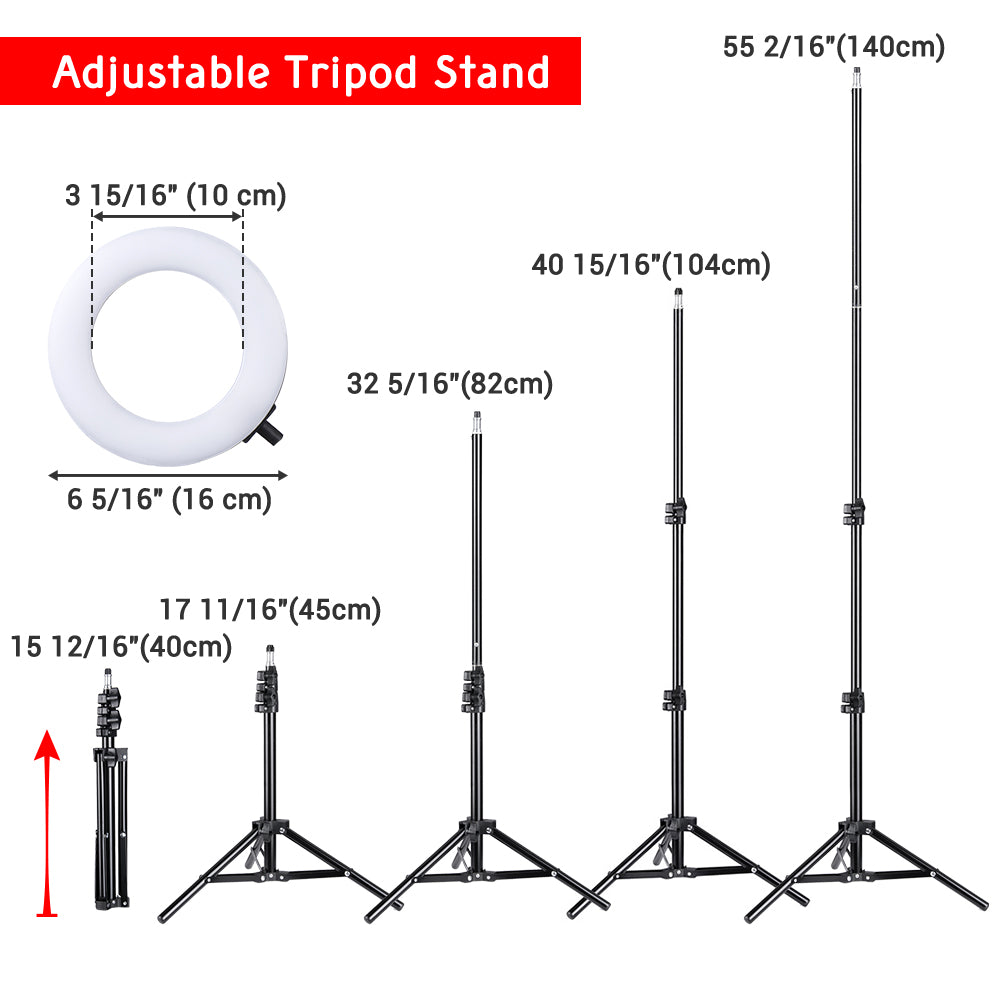 Yescom 7" Dual Ring Light Dimmable Selfie Mirror Phone Holder Remote Image