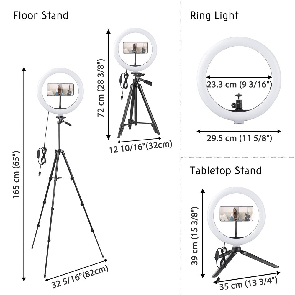 Yescom 12" Ring Light w/ Stand, Ball Head, Phone Holder Sociallight Image