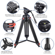 Yescom 71in Adjustable Camera Tripod Kit 3-Height 360 Fluid Head w/ Bag Image