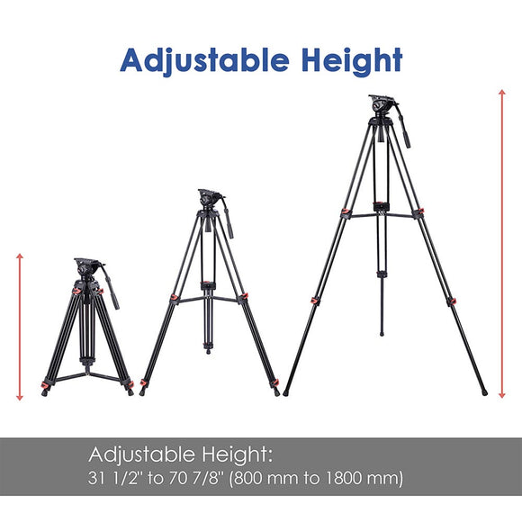 Yescom 71in Adjustable Camera Tripod Kit 3-Height 360 Fluid Head w/ Bag Image