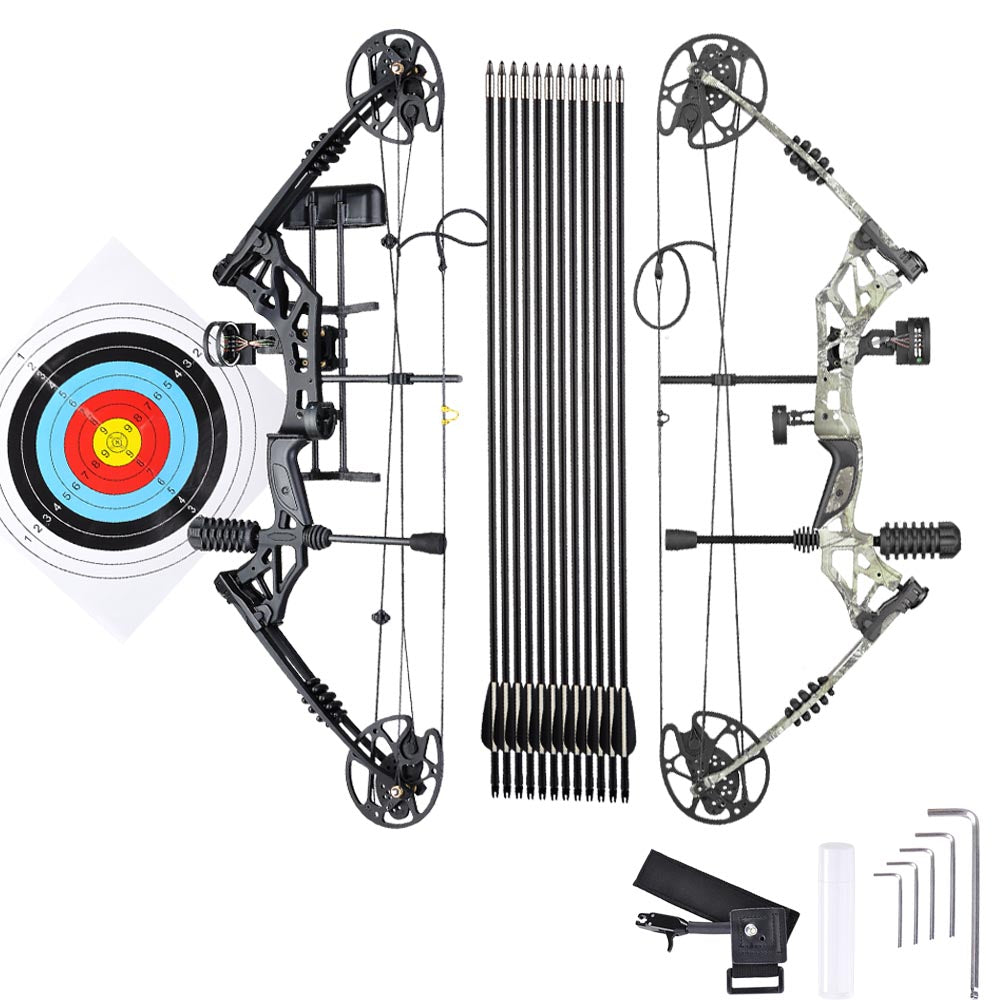 Yescom Archery Compound Bow Kit & 12 Carbon Arrows Fishing Bow – yescomusa