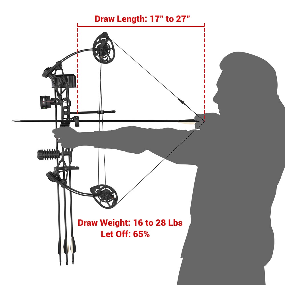 Yescom Youth Compound Bow Kit 16-28lbs with 6 Carbon Arrows Image