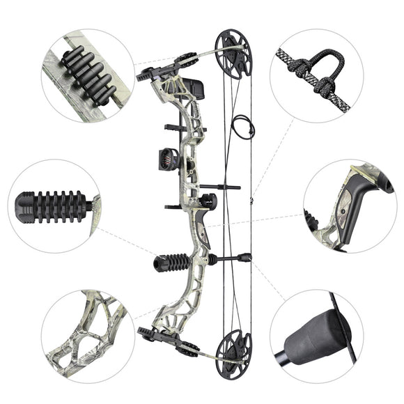 Yescom Archery Compound Bow Kit & 12 Carbon Arrows Fishing Bow Image