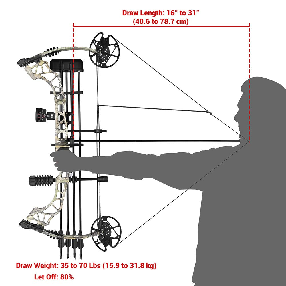 Yescom Archery Compound Bow Kit & 12 Carbon Arrows Fishing Bow Image