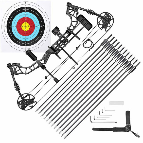 Yescom Compound Bow Kit Archery Bow and 12 Carbon Arrows Image