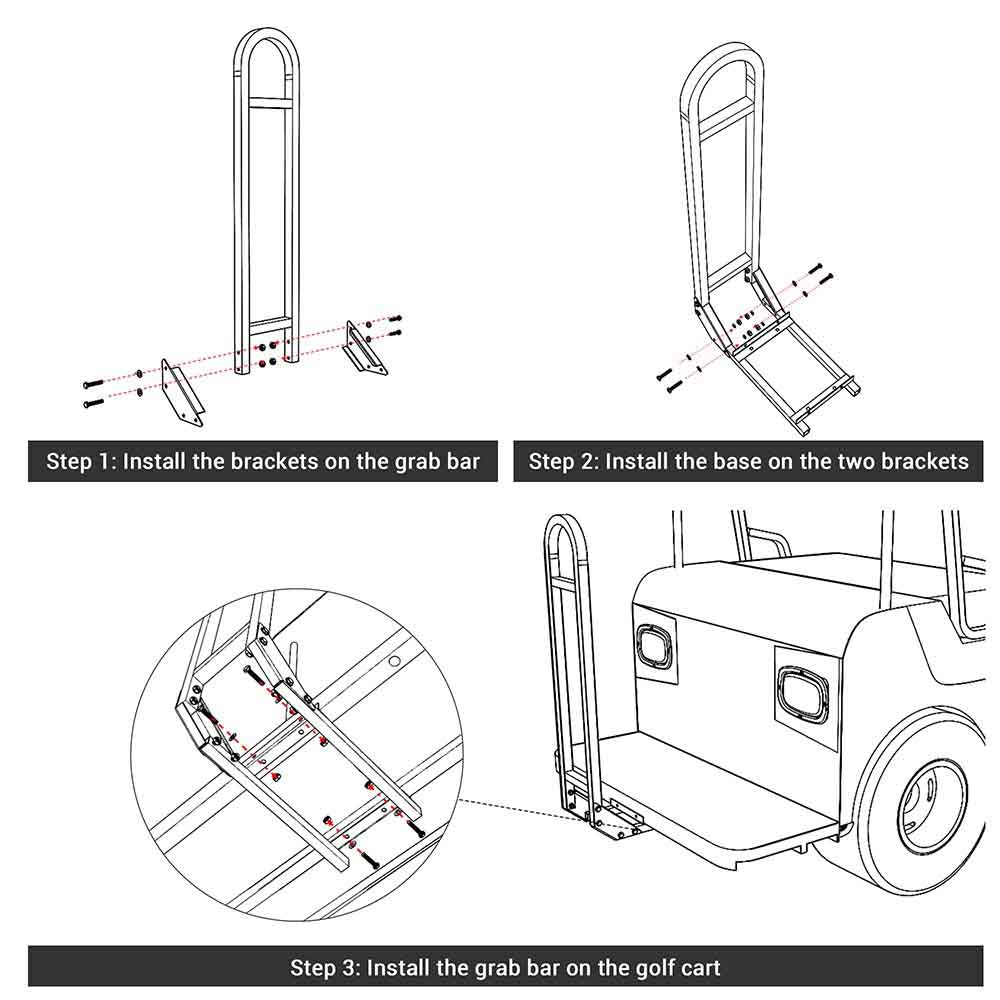 Yescom Safety Grab Bar Rear Seat for Golf Cart EZGO Genesis 150 Image