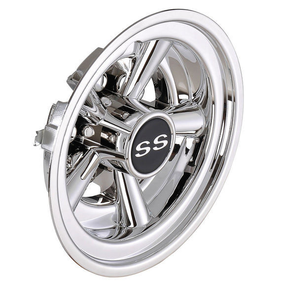 Yescom SS Golf Cart Hub Caps Set (4) 8 in Chrome EZGO Club Car Yamaha Image