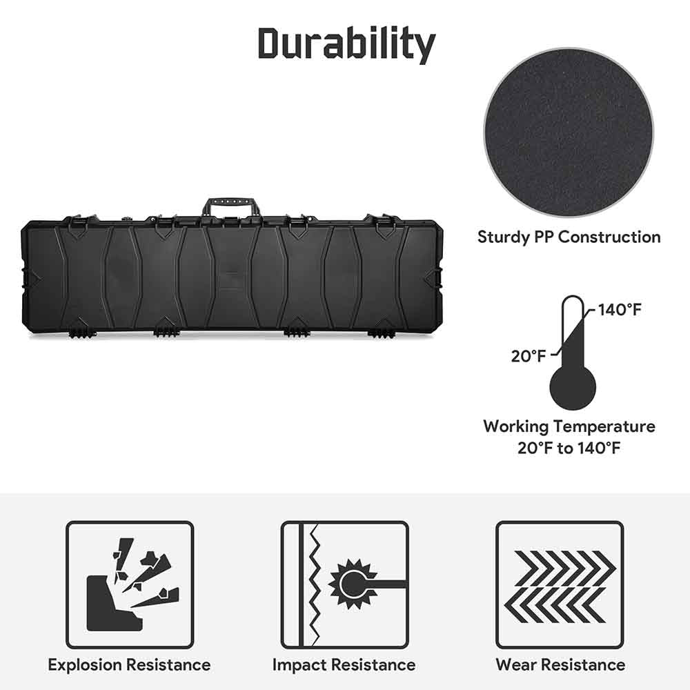 Yescom 53" Rolling Rifle Case with TSA Padlock Foam IP67 Image