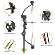 Yescom Youth Beginner Archery Compound Bow Set & 4 Arrows Image