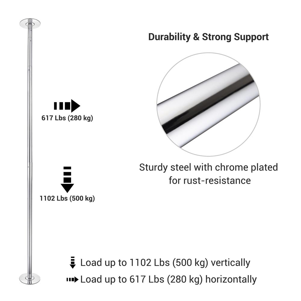 Yescom 12ft Spinning Static Dancing Pole Removable D45mm Image