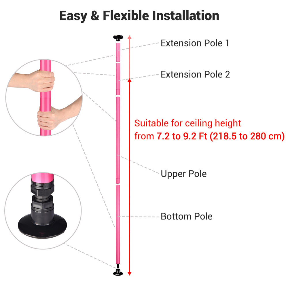 Yescom Home Fitness Dancing Pole Dance Pole Kit Pink Image