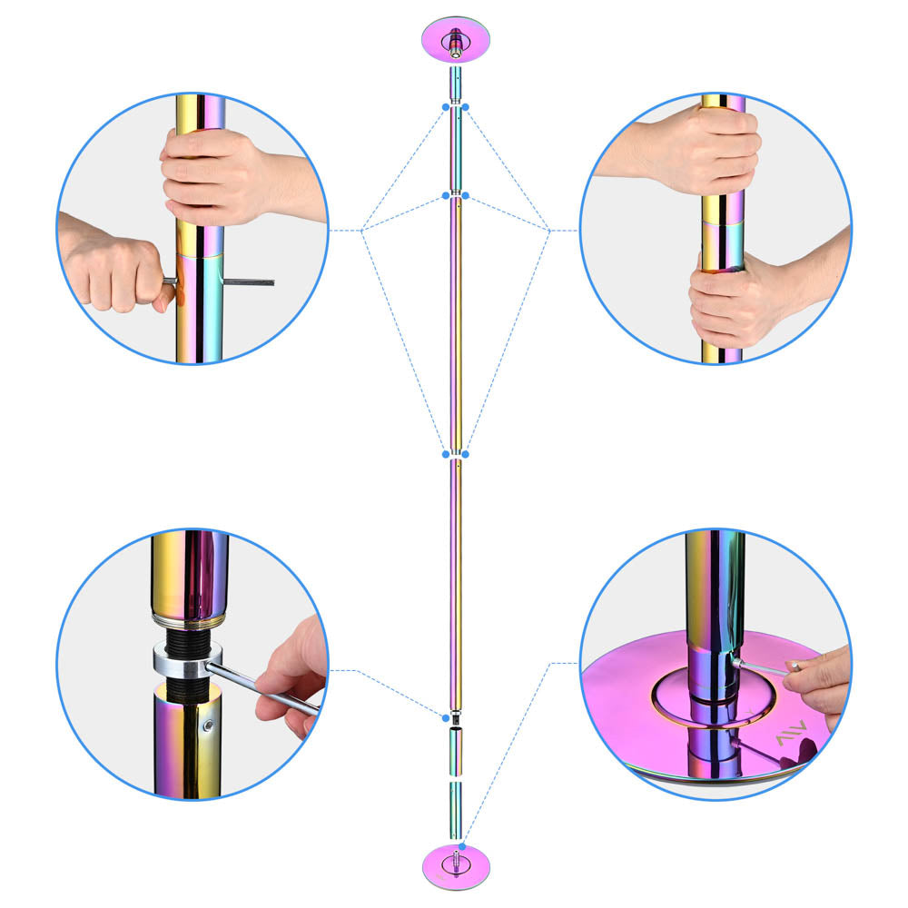 Yescom Home Fitness Colorful Spinning Dance Pole D45mm 12ft Image