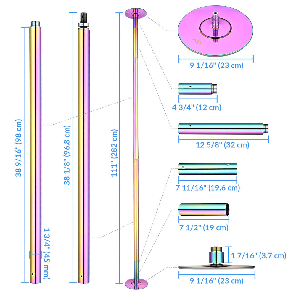 Yescom Home Fitness Colorful Spinning Dance Pole D45mm 12ft Image