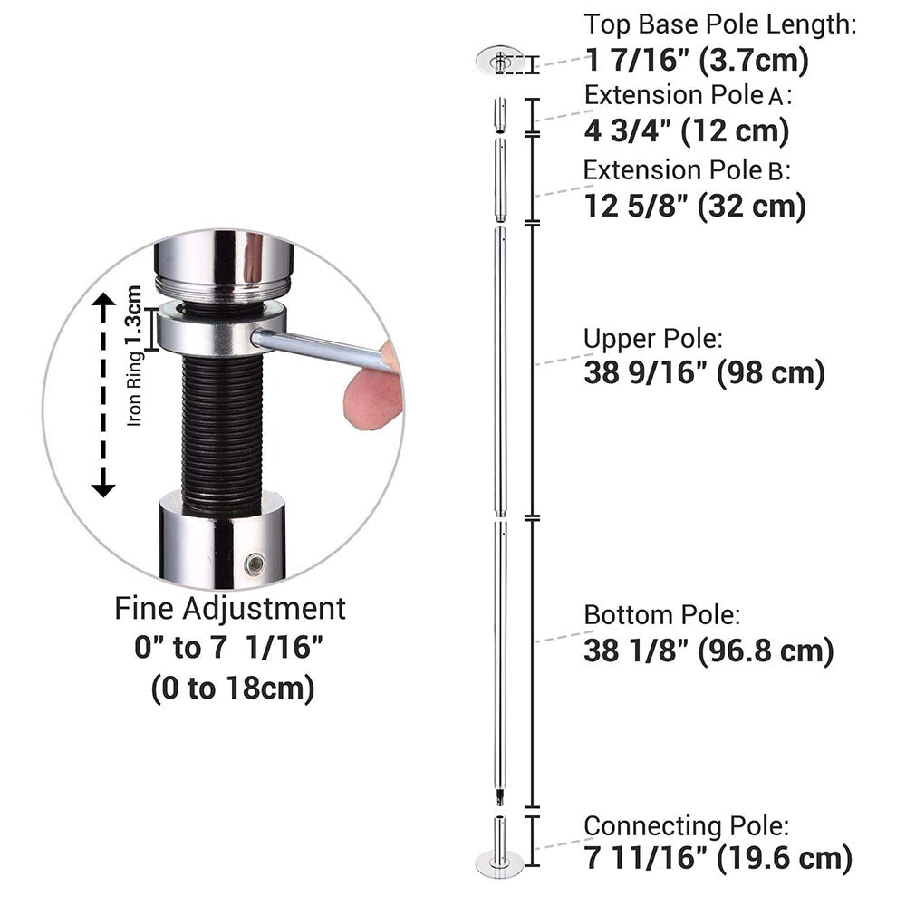 Yescom Spinning Static Removable Dance Pole D45mm 9ft Image