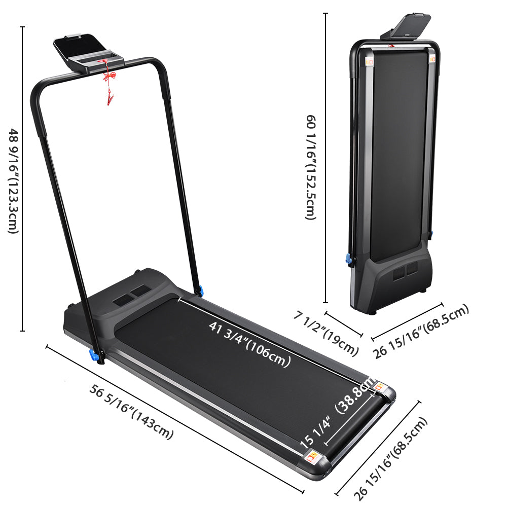 Yescom Underdesk Treadmill Walking Pad with Handrail Remote 1.5 HP Image