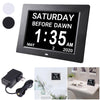 Yescom 8in Large Digital Calendar Day Clock with 6-Alarm Black/White