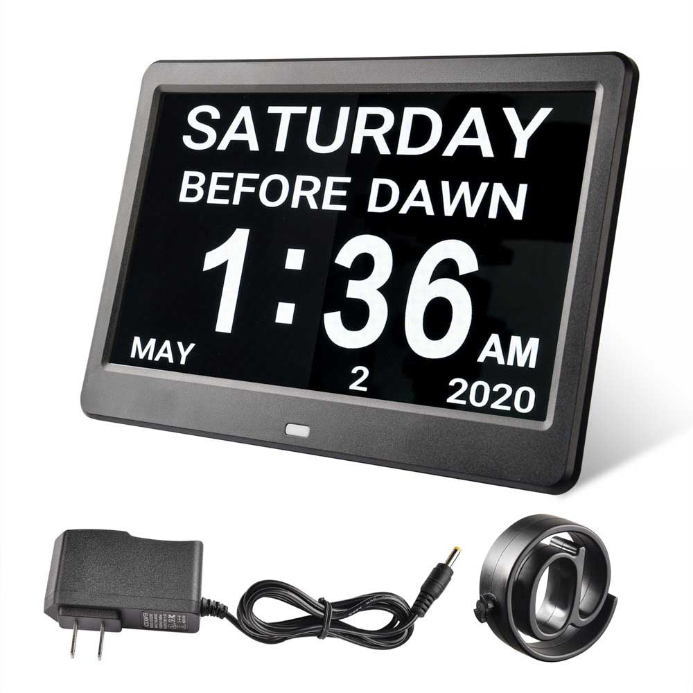 Yescom 10" Digital Alarm Clock For Elderly Seniors Memory Loss Image