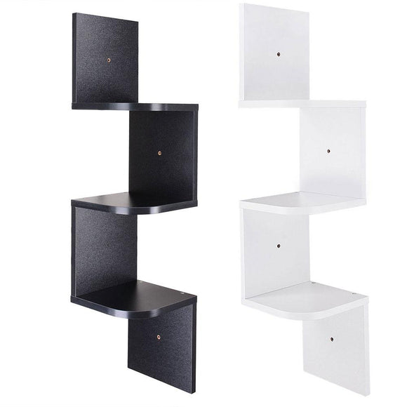 Yescom Corner Wall Shelf Wooden Floating Shelves 3 Tiers Image