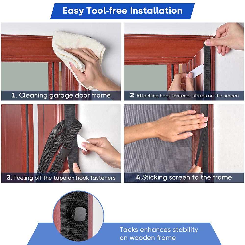 Yescom Magnetic Garage Screen Door for 2 Car Garage 16x7ft Image