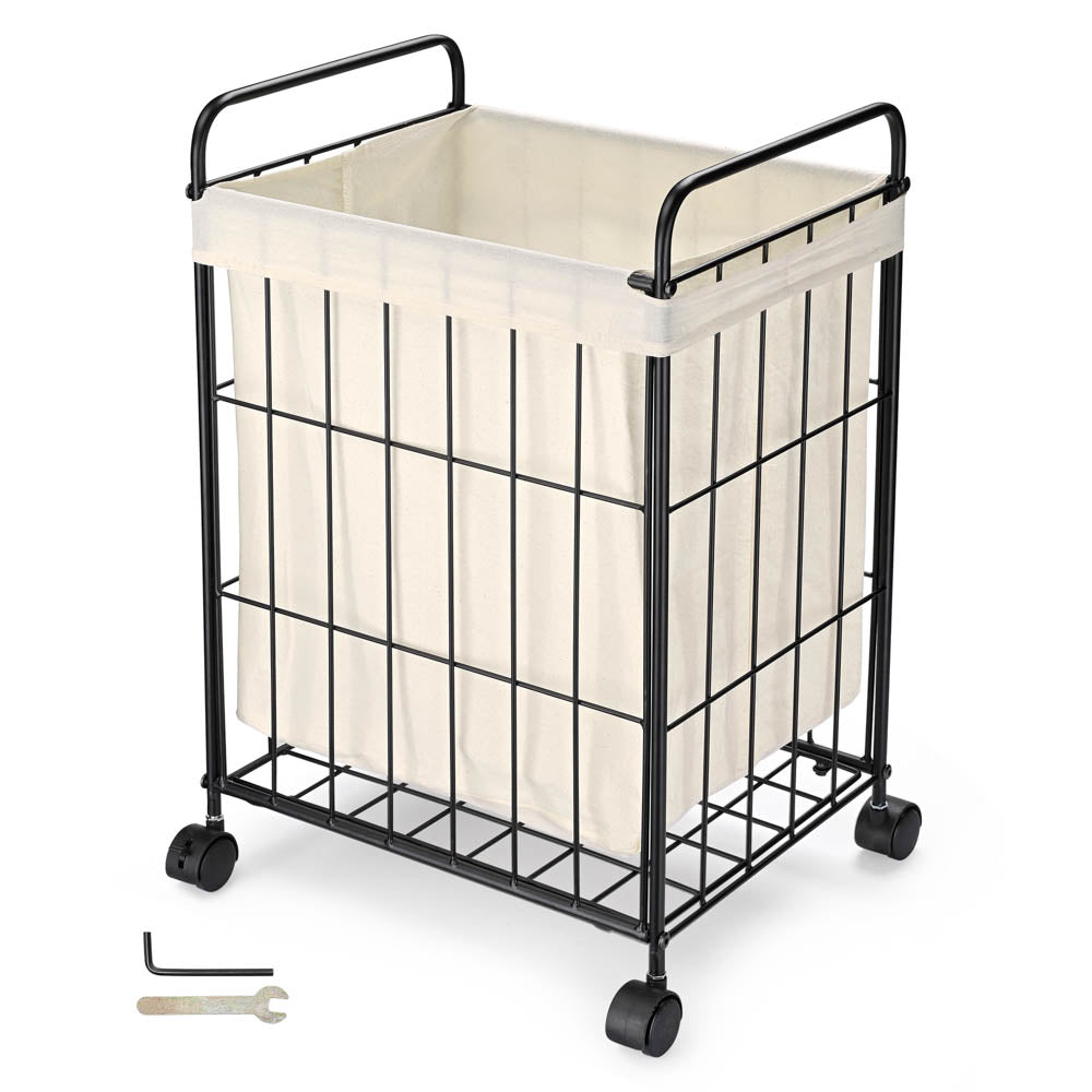 Yescom Laundry Basket on Wheels Metal Frame Image