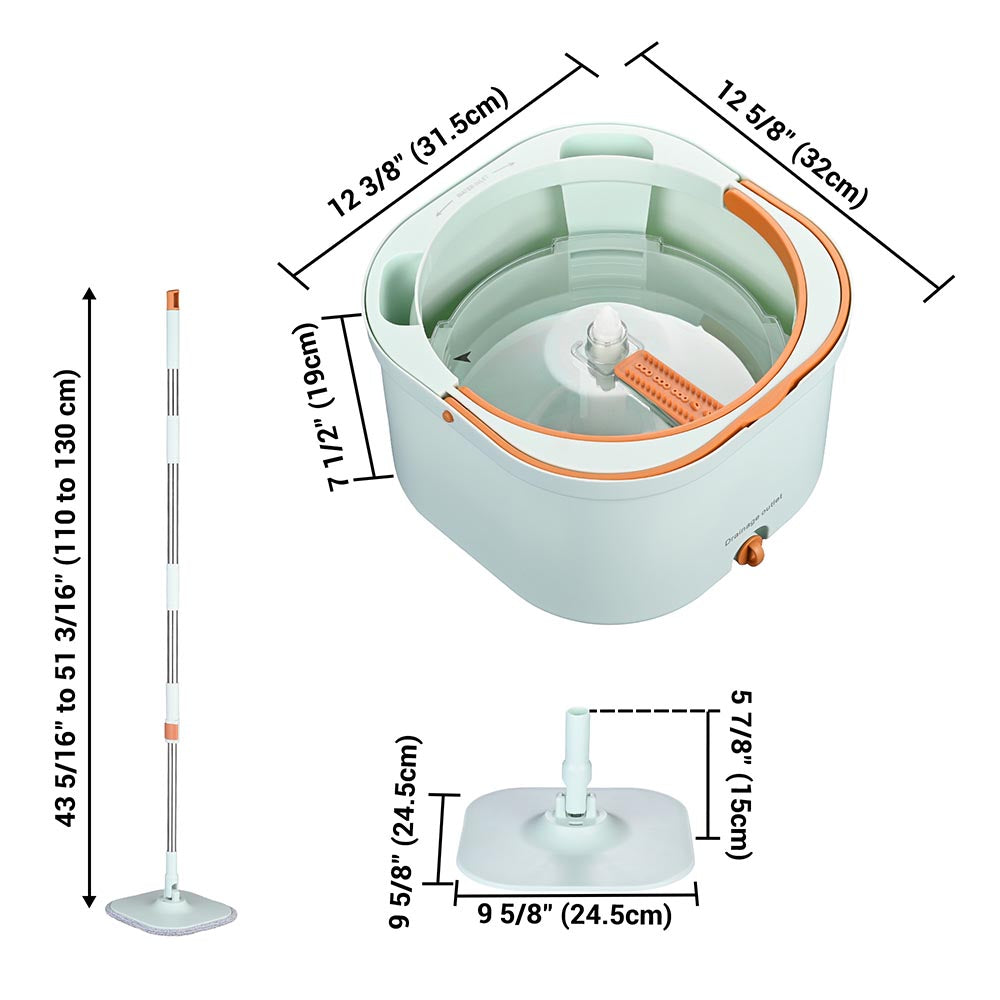 Yescom Spin Mop and Bucket with Wringer Set 8 Microfiber Mop Pads Image