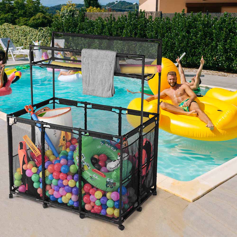 Yescom 50" Pool Toy Storage Noodle Float Holder Black Image