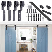 Yescom 6.6 ft Bypass Sliding Barn Hardware Single Track Kit 2-Doors Image