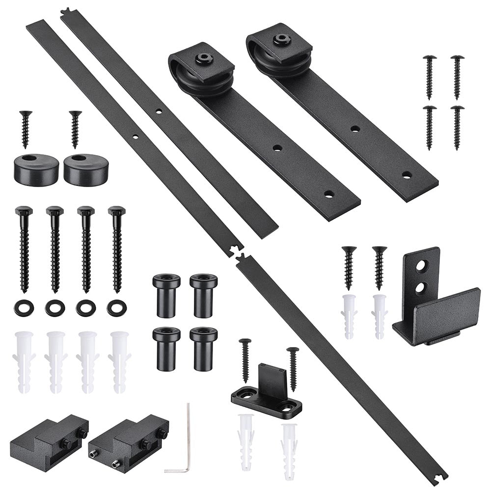 Yescom 4 ft Mini Sliding Barn Door Hardware 4-Rollers Track Kit Image