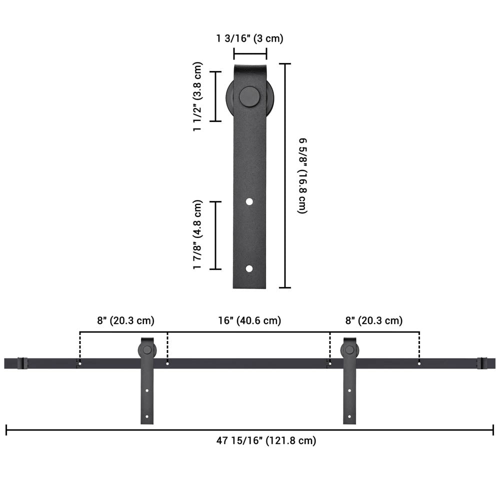 Yescom 4 ft Mini Sliding Barn Door Hardware 4-Rollers Track Kit Image