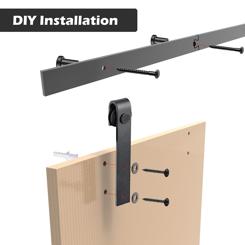 Yescom 4 ft Mini Sliding Barn Door Hardware 4-Rollers Track Kit Image