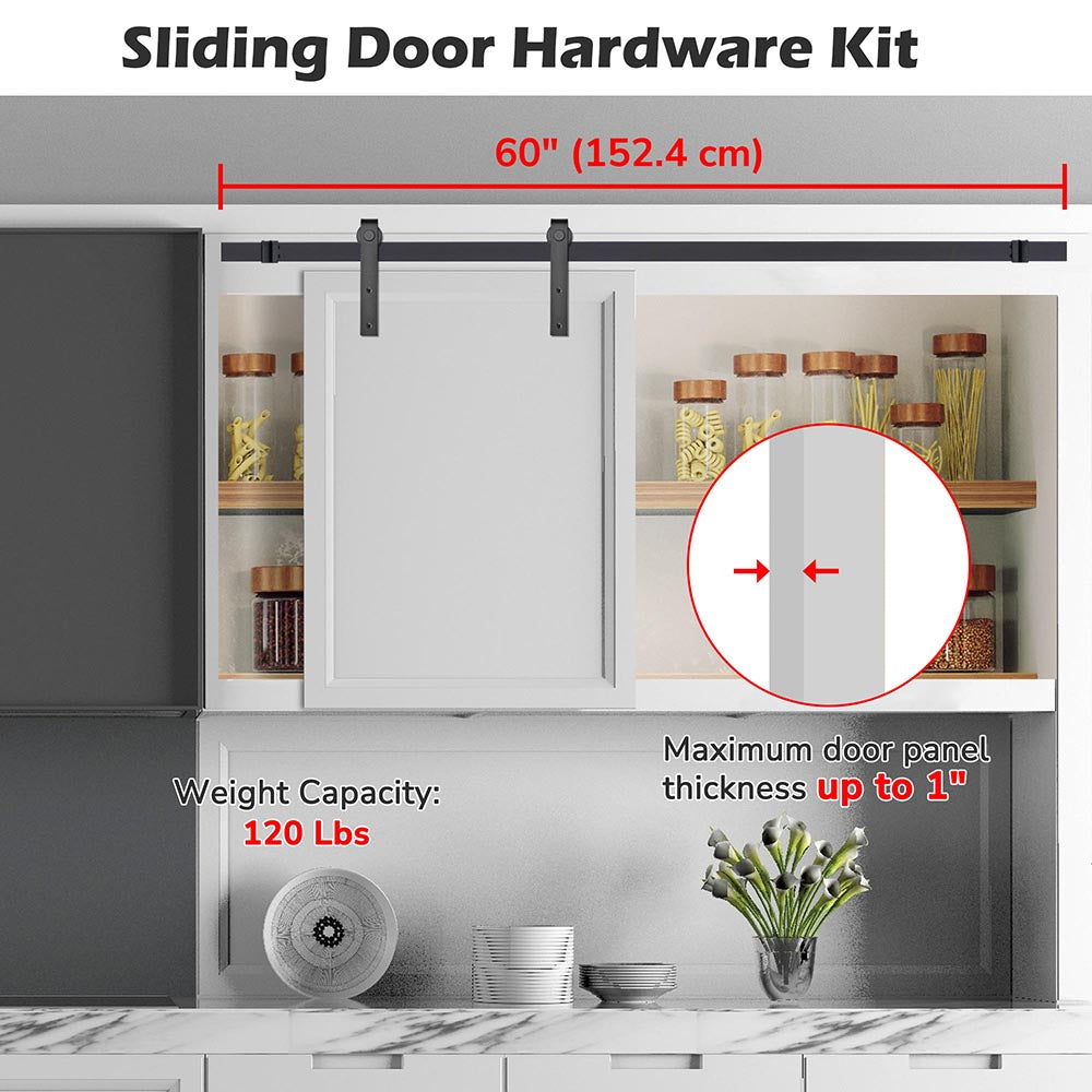 Yescom 5 ft Mini Sliding Barn Door Hardware 2-Rollers Track Kit Image