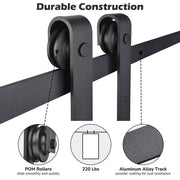 Yescom 6.6 ft Sliding Barn Door Hardware Kit Aluminum Track Black Image