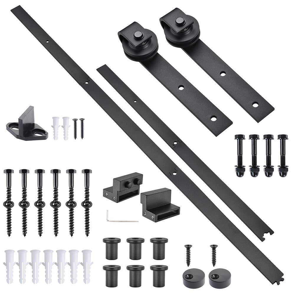 Yescom 6.6 ft Sliding Barn Door Hardware Kit Aluminum Track Black Image