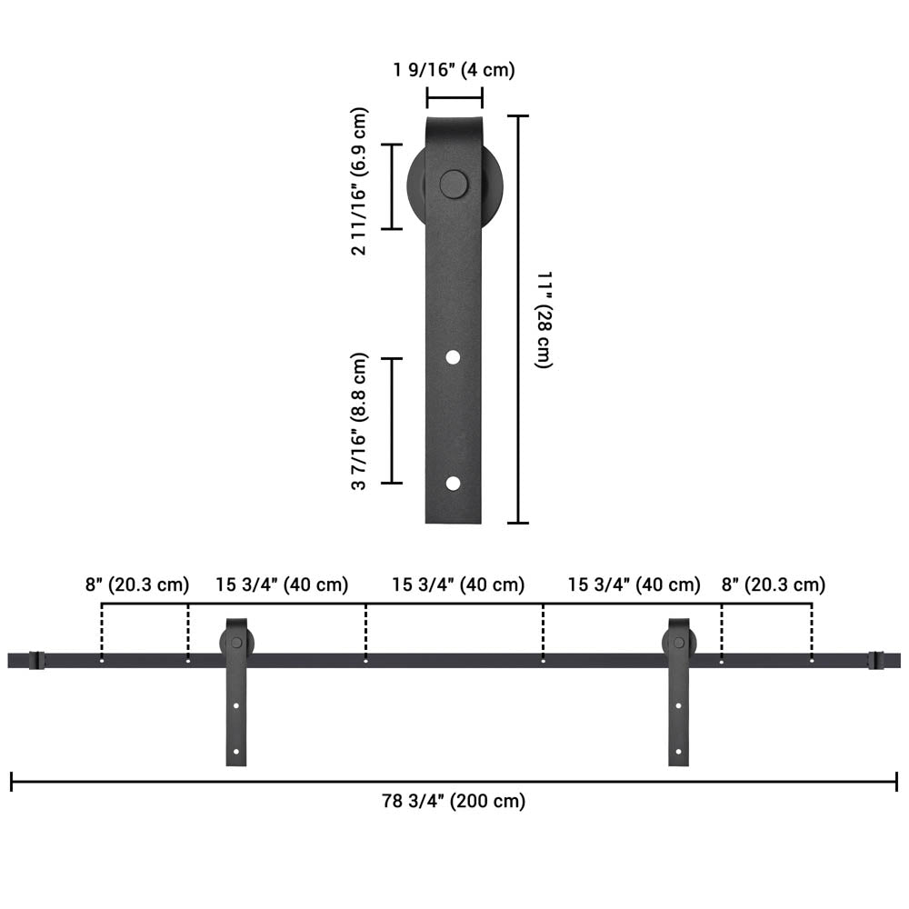 Yescom 6.6 ft Sliding Barn Door Hardware Kit Aluminum Track Black Image