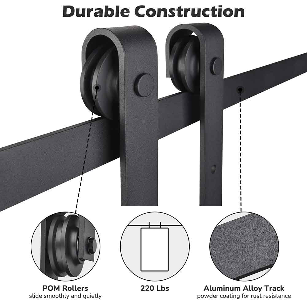 Yescom 8 ft Sliding Barn Door Hardware Kit Aluminum Track Black Image