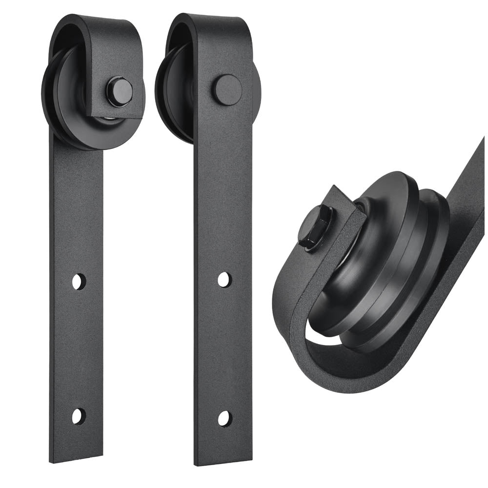 Yescom 8 ft Sliding Barn Door Hardware Kit Aluminum Track Black Image