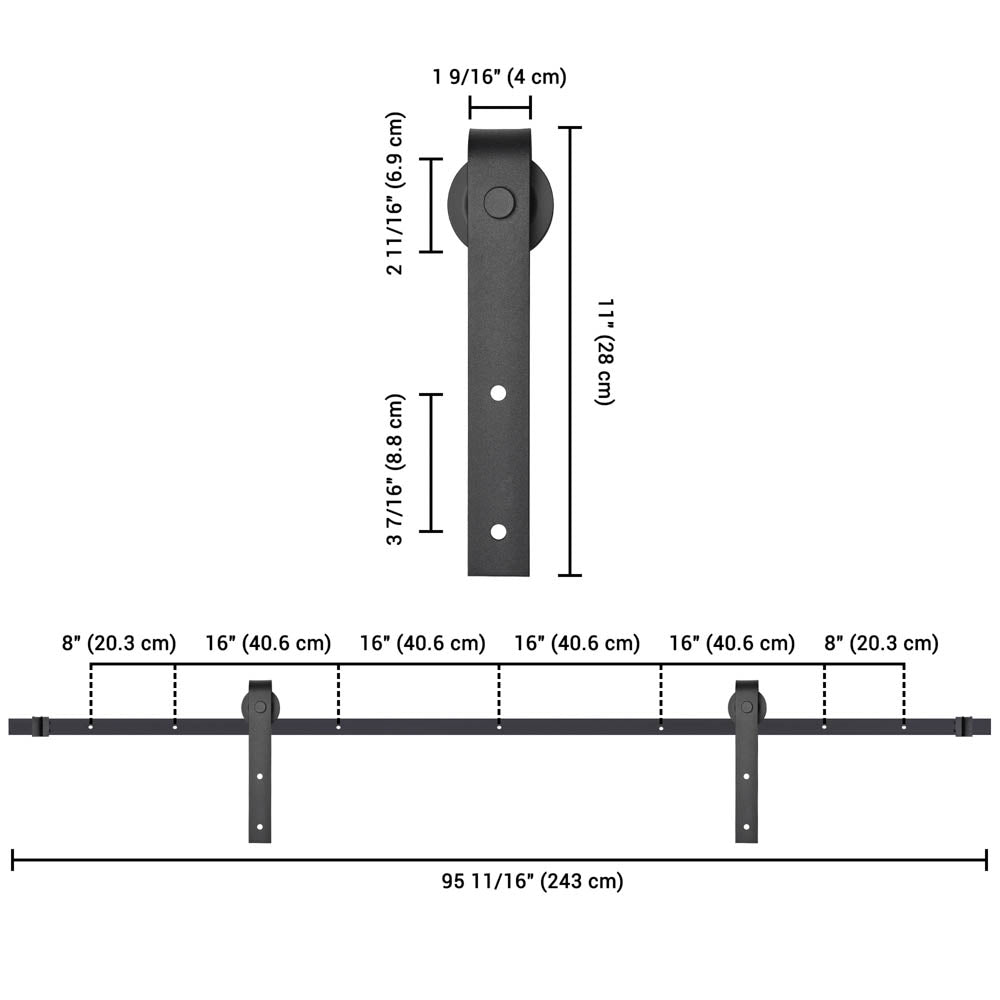 Yescom 8 ft Sliding Barn Door Hardware Kit Aluminum Track Black Image