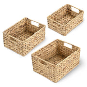 Yescom Wicker Baskets with Handle Water Hyacinth Bins Set of 3 Image