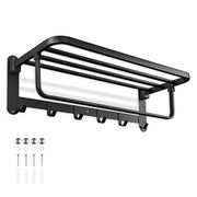 Yescom 23" Stainless Steel Towel Shelf Rack Wall-Mounted Towel Holder, Matte Black Image