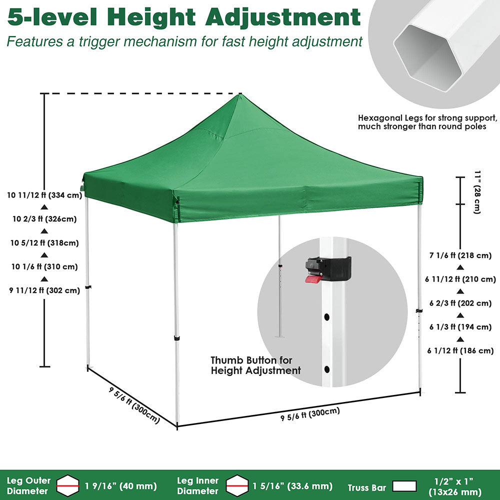 Yescom 10x10 ft Pop Up Canopy Comml. Instant Tent CPAI-84 Image