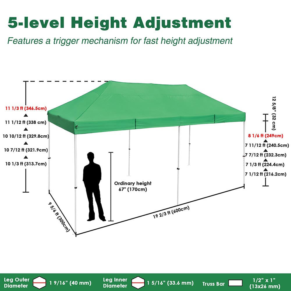 Yescom 10x20 ft Pop Up Canopy Comml. Instant Tent CPAI-84 Image