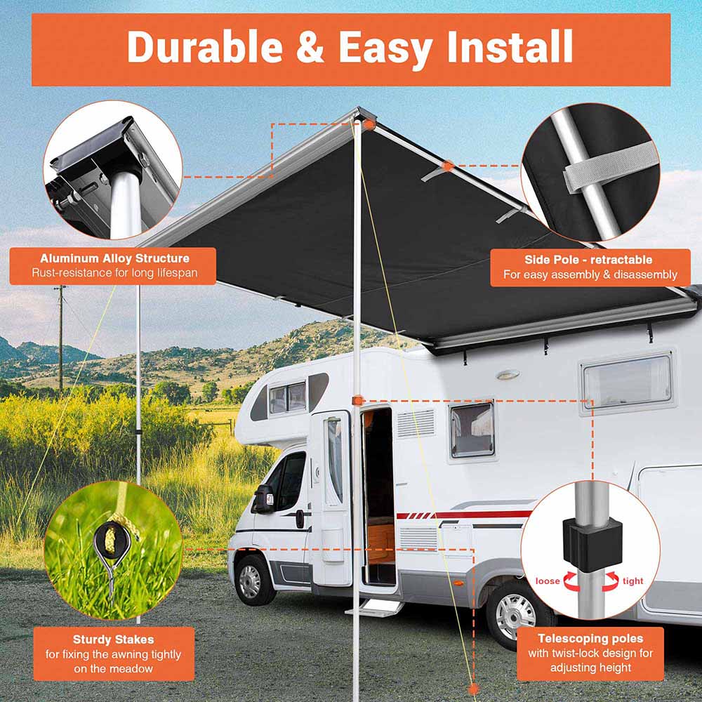 Yescom Awning 6' 7" x 8' 2" Vehicle Rooftop Side Tent Shade Image