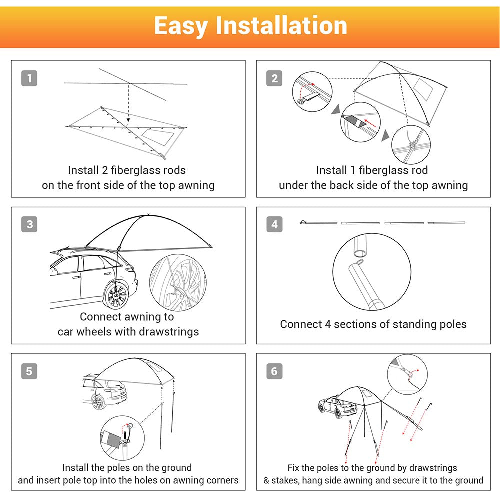 Yescom Car Awning Sun Shelter with Side for SUV Camper Trailer Beach Image
