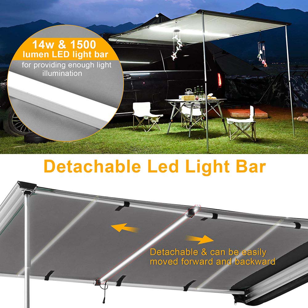 Yescom Awning with LED Light 8.2' x 6.6' Car Side Awning Image