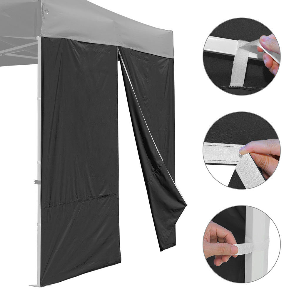 Yescom Canopy Tent Wall with Zip 10x7ft UV50+ CPAI-84, Black Image