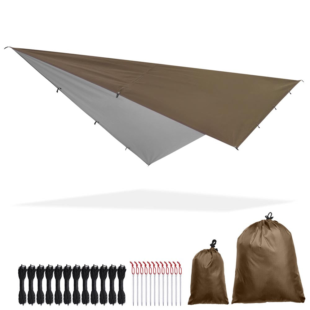 Yescom Camping Tarp Large Hammock Rain Fly 10x15ft UV50+ PU3,000mm, Brown Image