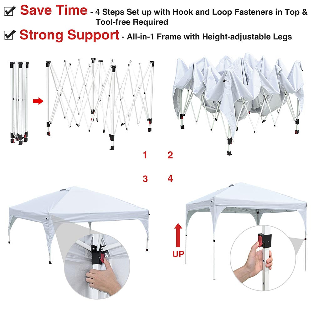 Yescom Ez Pop Up Canopy Tent 10'x10' Camping Shelter w/ Roller Bag Image