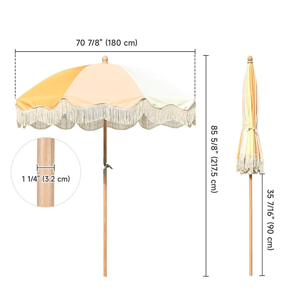 Yescom Patio Outdoor Market Fringe Umbrella Tilt Palm Springs Image